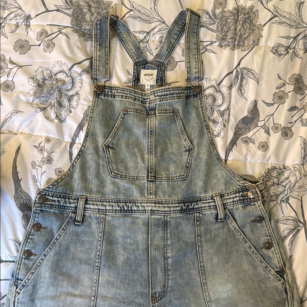 Aerie Wide Leg Denim Jumpsuit